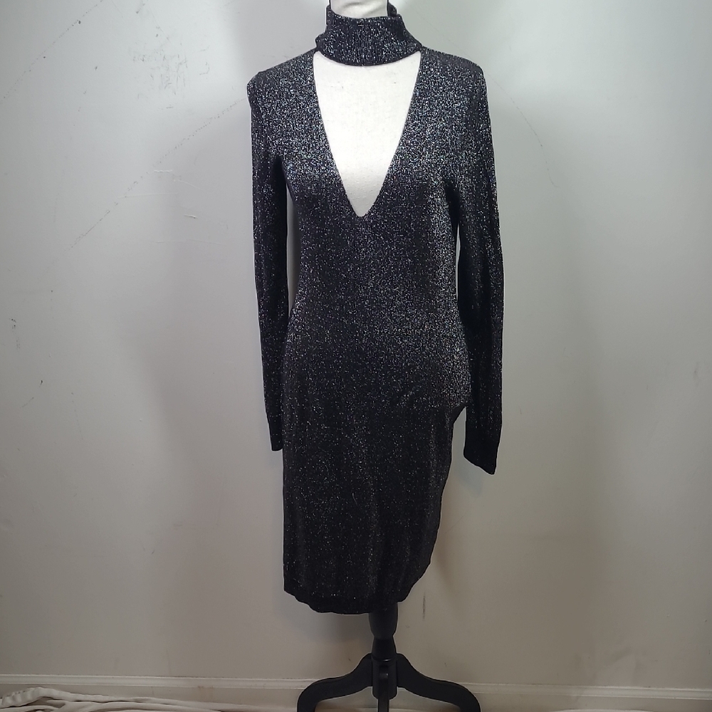 Michael Kors Black Sparkle Long Sleeve Dress